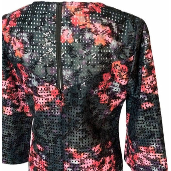 Trina Turk Women's Black Sequin Floral Cocktail Dress 2 NEW - Picture 7 of 8